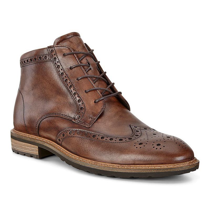 Men Boots Ecco Vitrus I - Brogue Shoe Brown - India QWVFIZ485